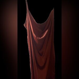 Rust Satin Cowl Neck dress